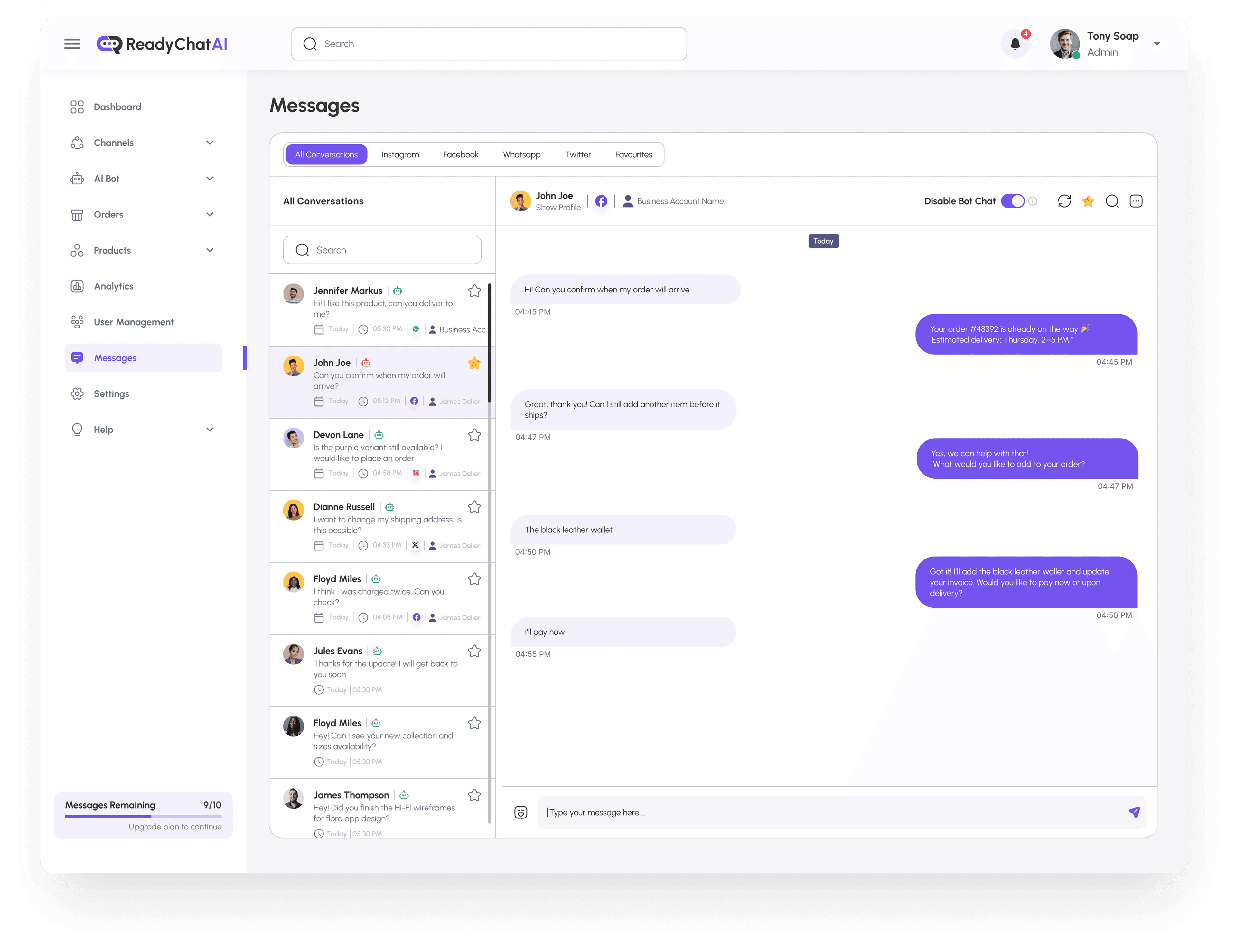 ReadyChatAI product demo